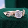 Floral Inspired Round Fantasy Cut Lavender Haze YAG Engagement Ring with Rose Accents (4)