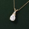 Garden Themed Pear Cut Moissanite Leaf Pendant Necklace with Diamond Accents (26)