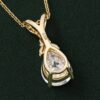 Garden Themed Pear Cut Moissanite Leaf Pendant Necklace with Diamond Accents (27)