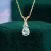 Garden Themed Pear Cut Moss Agate Leaf Pendant Necklace with Diamond Accents (8)