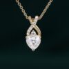 Heart Cut Moissanite Pendant Necklace with Criss Cross Diamond Accents (25)