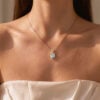 Heart Cut Moss Agate Pendant Necklace with Criss Cross Diamond Accents (13)
