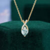 Heart Cut Moss Agate Pendant Necklace with Criss Cross Diamond Accents (8)