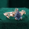 Kite Fantasy Cut Lab Alexandrite Engagement Ring Nature Inspired Moss Agate Leaf Bridal Ring (2)