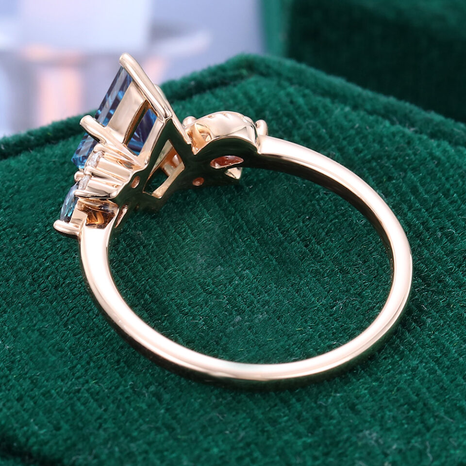 Kite Fantasy Cut Lab Alexandrite Promise Ring Nature Inspired Cluster Ring (4)