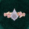 Kite Fantasy Cut Lavender Haze YAG Cherry Blossom Band Romantic Cottagecore Engagement Ring (2)