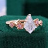Kite Fantasy Cut Lavender Haze YAG Cherry Blossom Band Romantic Cottagecore Engagement Ring (4)