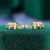 Leaf Design Moss Agate Open Curved Couple's Ring Set (1)