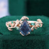 LeafLace Kite Fantasy Cut Lab Alexandrite Promise Ring with Emerald Accents Engagement Ring