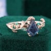 LeafLace Kite Fantasy Cut Lab Alexandrite Promise Ring with Emerald Accents Engagement Ring (4)