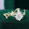 LeafLace Kite Fantasy Cut Moissanite Promise Ring with Emerald Accents Engagement Ring (3)