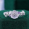 LeafLace Round Fantasy Cut Lavender Haze YAG Engagement Ring Nature Themed Promise Ring (1)