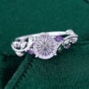 LeafLace Round Fantasy Cut Lavender Haze YAG Engagement Ring Nature Themed Promise Ring (4)