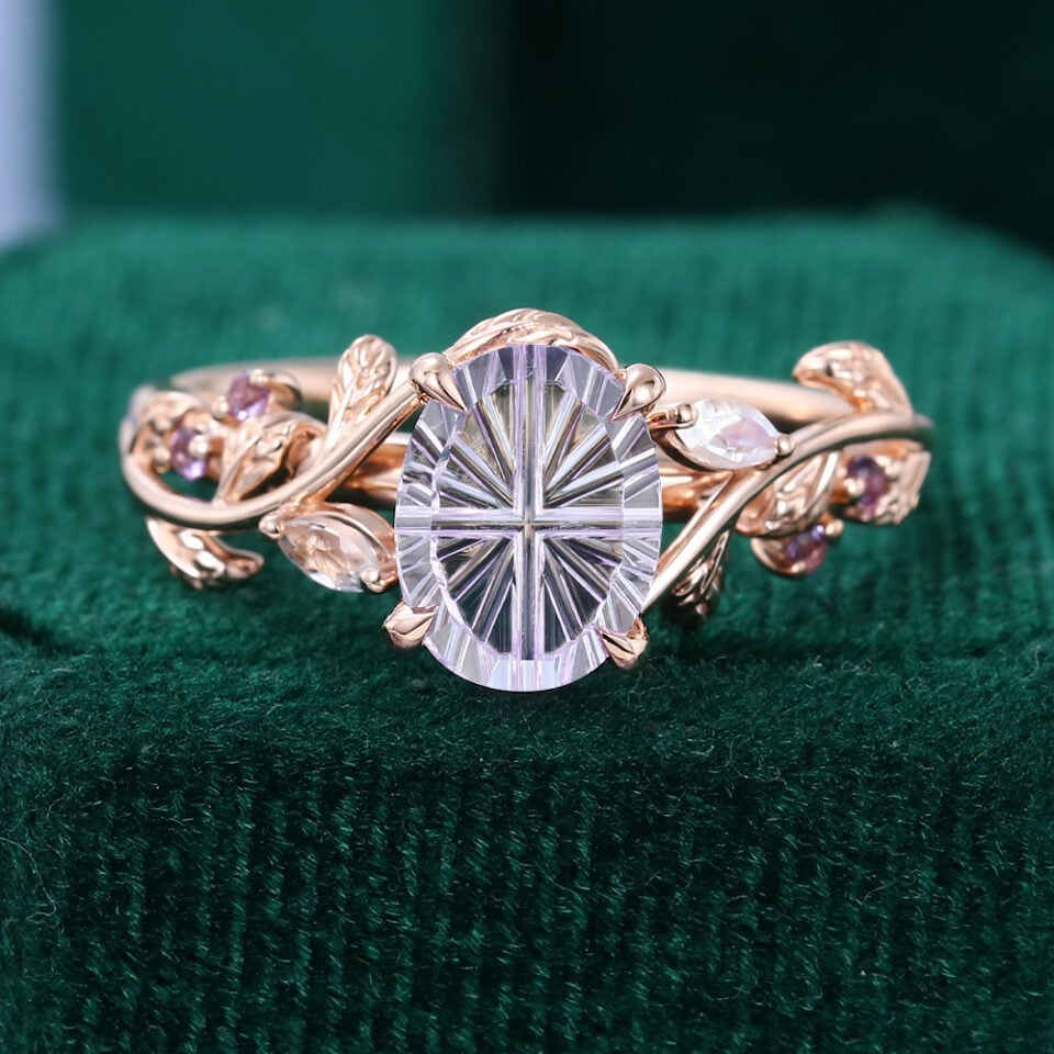 LeafLace | Soft Vibe Fantasy Cut Oval Shaped Lavender Haze YAG Promise Ring