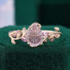 LeafLace Soft Vibe Pear Fantasy Cut Lab Pink Sapphire Promise Ring with Pink Sappire Accents (1)