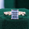 Leafwave Emerald Fantasy Cut Lab Cornflower Sapphire Nature Inspired Promise Ring (1)