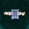 Leafwave Emerald Fantasy Cut Lab Cornflower Sapphire Nature Inspired Promise Ring (3)