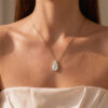 Oval Cut Moissanite Filigree Pendant Necklace For Her (2)