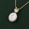 Oval Cut Moissanite Halo Pendant Necklace with Criss Cross Accents (28)