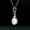 Oval Cut Natural Opal Infinity Pendant Necklace with Diamond Accents (15)