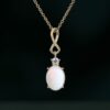 Oval Cut Natural Opal Infinity Pendant Necklace with Diamond Accents (20)