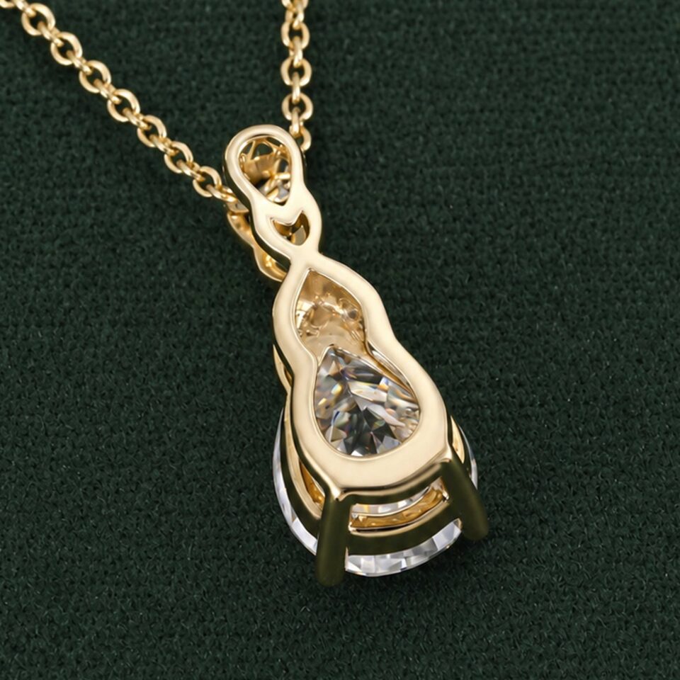 Pear Cut Moissanite Infinity Solitaire Pendant Necklace (16)