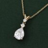 Pear Cut Moissanite Three Stone Pendant Necklace with Diamond Accents (26)