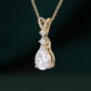 Pear Cut Moissanite Three Stone Pendant Necklace with Diamond Accents (28)