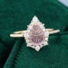 Pear Fantasy Cut Lab Pink Sapphire Engagement Ring Unique Halo Bridal Ring (5)