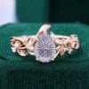 Pear Fantasy Cut Lavender Haze YAG Engagement Ring with Olive Leaf Band (1)