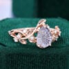 Pear Fantasy Cut Lavender Haze YAG Engagement Ring with Olive Leaf Band (2)