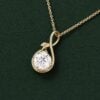 Round Cut Moissanite Infinity Pendant Necklace With Leaf Accents (18)