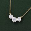 Round Cut Moissanite Three Stone Necklace with Star Accents (18)