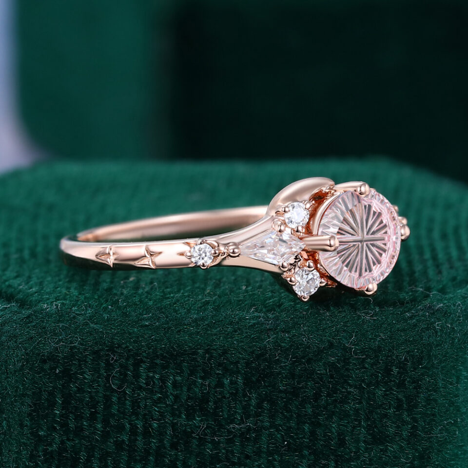 Round Fantasy Cut Cluster Moon Star Promise Ring Unique September Birthstone Ring Gift (2)