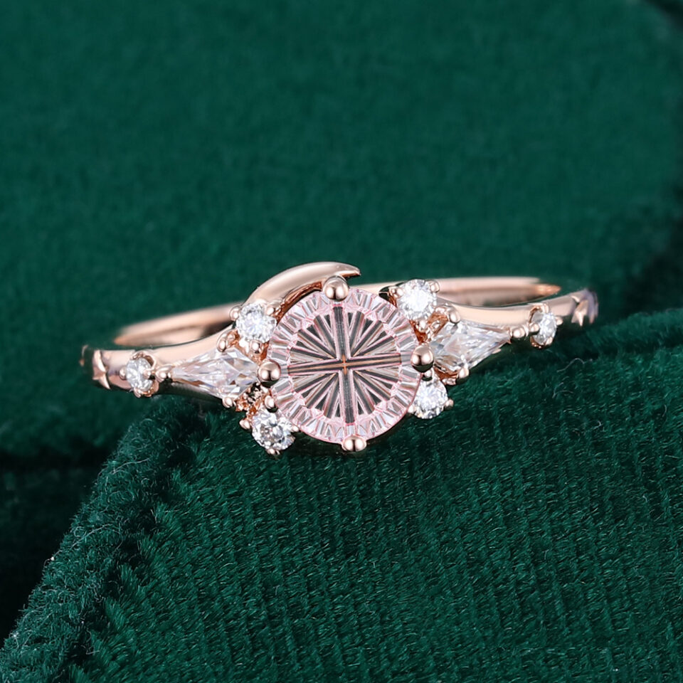 Round Fantasy Cut Cluster Moon Star Promise Ring Unique September Birthstone Ring Gift (5)