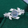 Round Fantasy Cut Lab Cornflower Sapphire Engagement Ring With Twisted Twig Shank (5)
