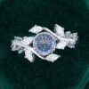 Round Fantasy Cut Lab Cornflower Sapphire Engagement Ring With Twisted Twig Shank (6)