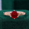 Round Fantasy Cut Lab Ruby Vintage Promise Ring Milgrain Design Engagement Ring