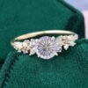Round Fantasy Cut Lavender Haze YAG Asymmetric Cluster Band Whimsical Romantic Elven Engagement Ring (2)
