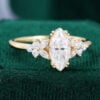 Ships Now Marquise Cut Moissanite Blossom Engagement Ring in 10K Yellow Gold (Size 5US) (4)