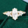 Ships Now Marquise Cut Moissanite Blossom Engagement Ring in 10K Yellow Gold (Size 5US) (6)