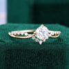 Ships Now Round Cut Moissanite Split Shank Engagement Ring in 10K Yellow Gold (Size 8 (2)