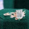 Sylvan Crown Emerald Fantasy Cut Moissanite Band Unique Emerald Leaf Engagement Ring (5)