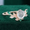 Sylvan Crown Round Fantasy Cut Moissanite Band Unique Emerald Leaf Engagement Ring (2)