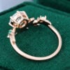 Sylvan Crown Round Fantasy Cut Moissanite Band Unique Emerald Leaf Engagement Ring (4)