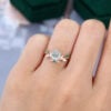 Sylvan Crown Round Fantasy Cut Moissanite Band Unique Emerald Leaf Engagement Ring (6)