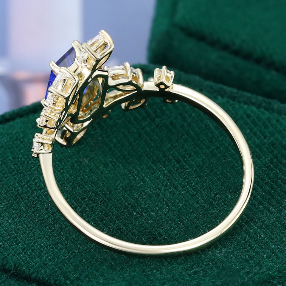 TwigLine Long Hexagon Fantasy Cut Lab Sapphire Engagement Ring With Unique Bypass Shank (4)