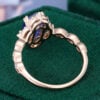 Vintage Long Hexagon Fantasy Cut Lab Sapphire Beaded Engagement Ring (13)