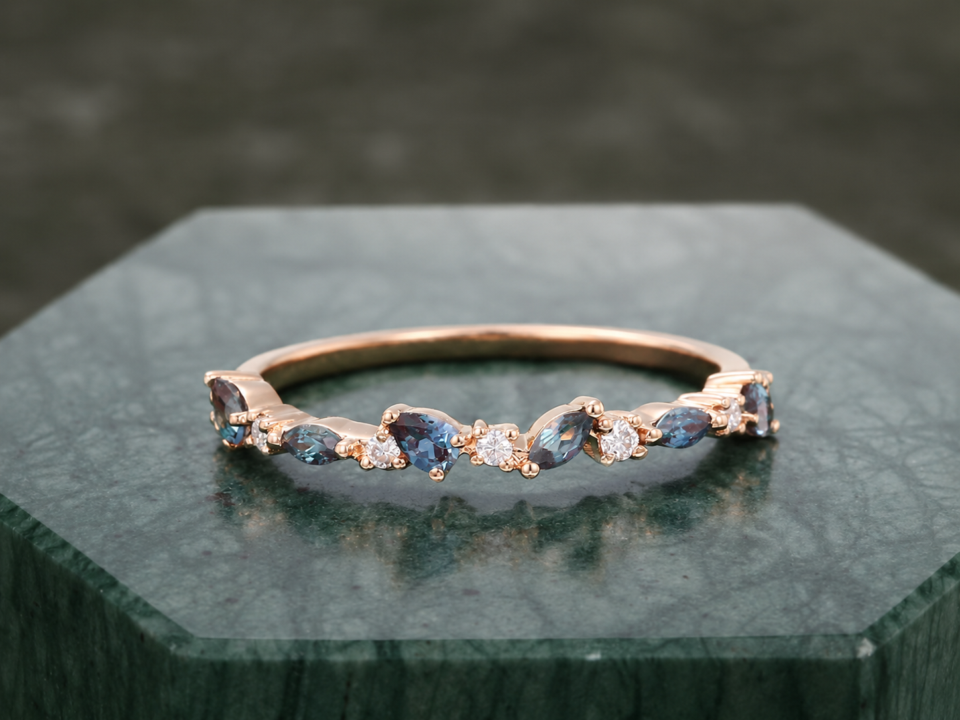alexandrite wedding bands