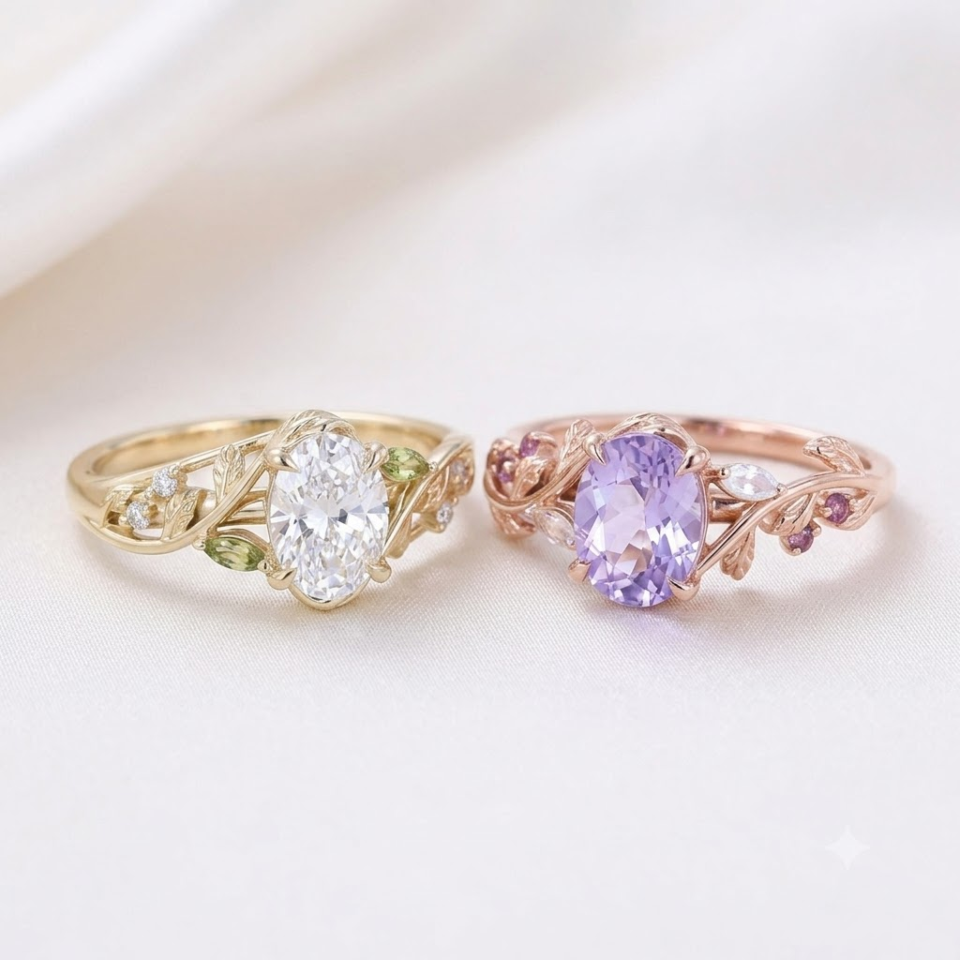 Amethyst vs Diamond Engagement Rings